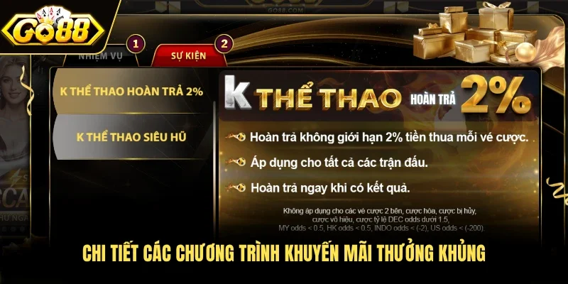 Chi tiết các chương trình khuyến mãi thưởng khủng