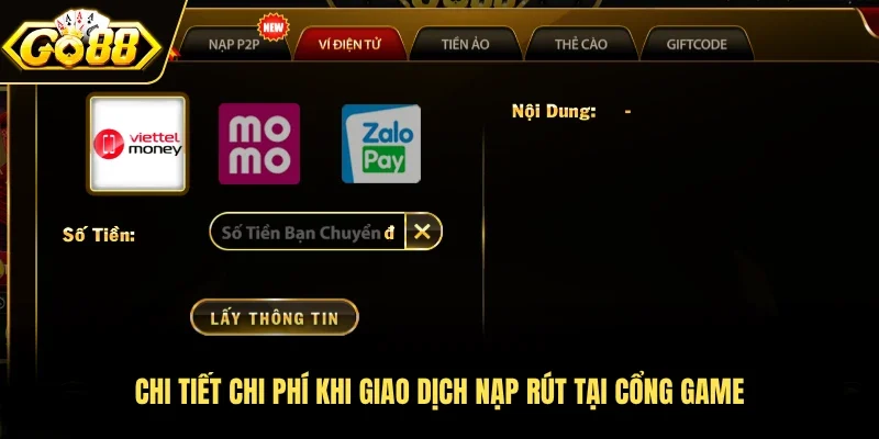 Chi tiết chi phí khi giao dịch nạp rút tại cổng game